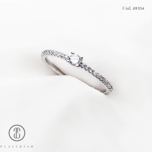 ANILLO RODINADO COMPROMISO PLATA.925