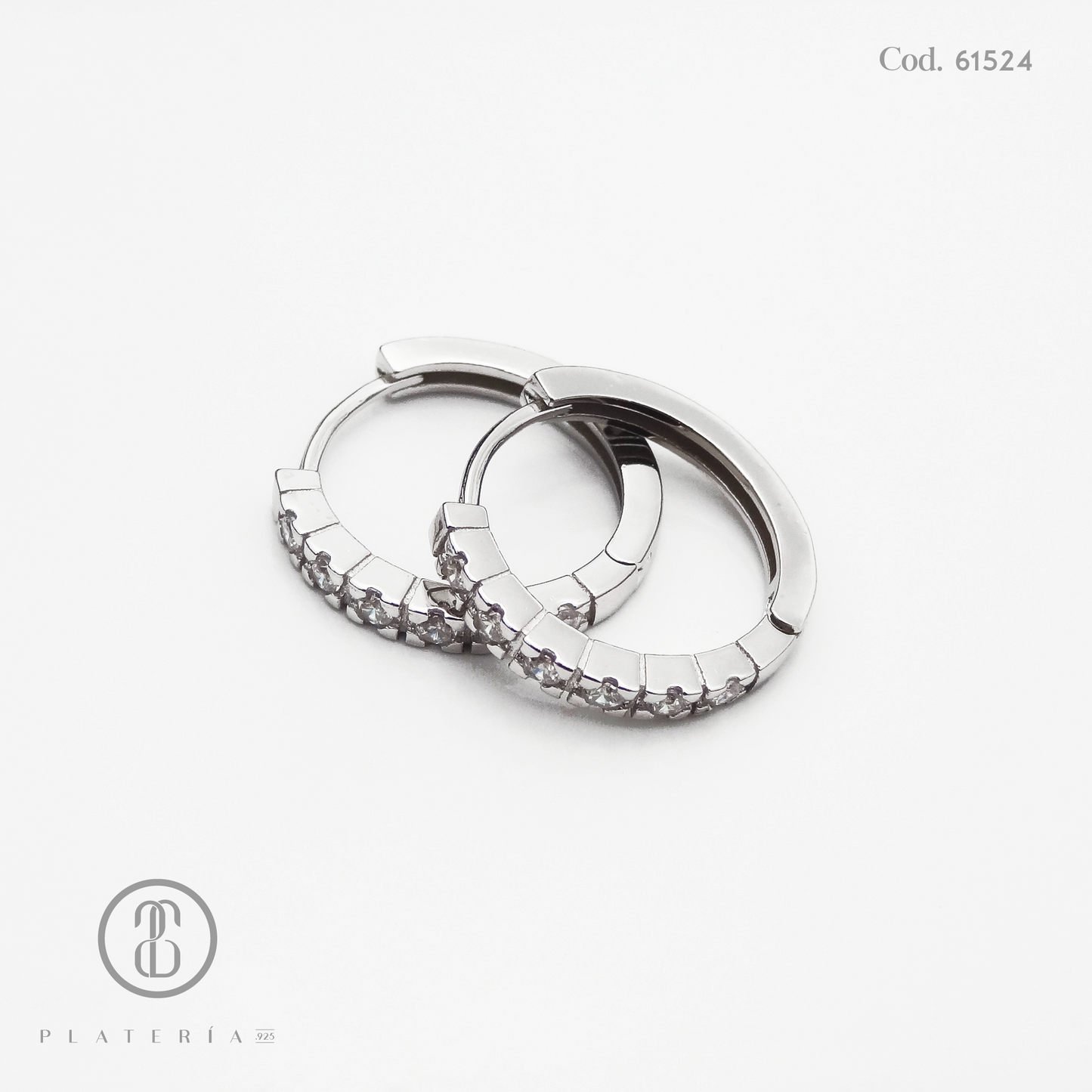 HUGGIE RODINADO CIRCON PLATA.925