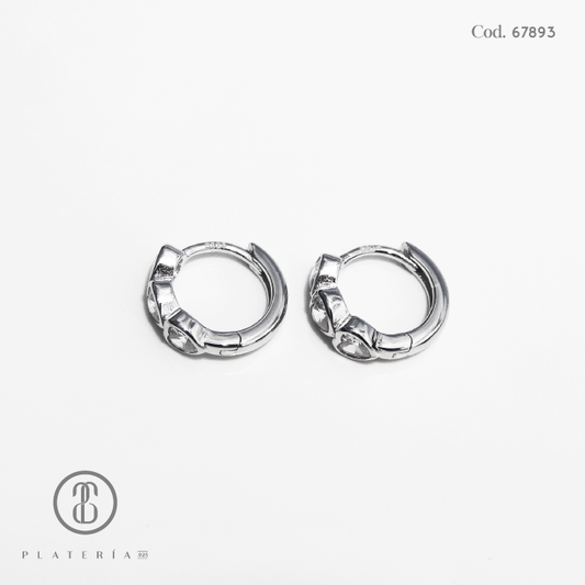 HUGGIE RODINADO 12MM PLATA.925