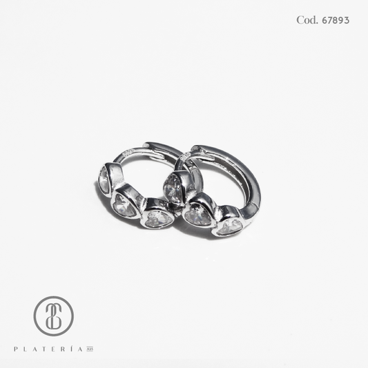 HUGGIE RODINADO 12MM PLATA.925