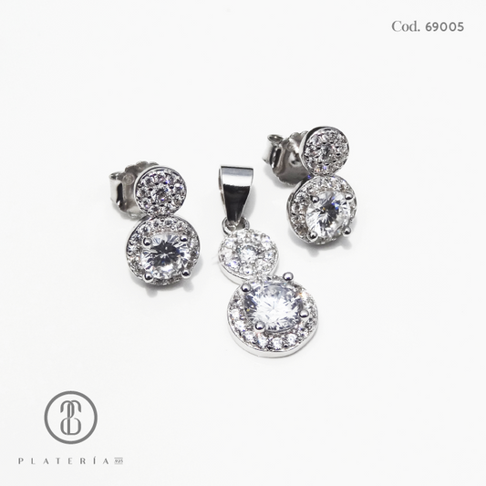 JUEGO RODINADO ZIRCON PLATA.925