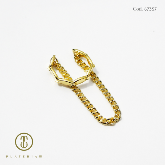 EAR CUFF CON CADENA (VTA INDV) DORADO BAÑO 14K PLATA.925