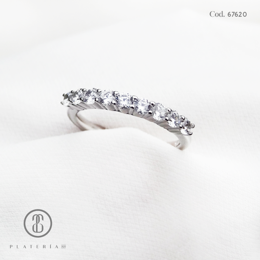 ANILLO RODINADO MAT CINTILLO ZIRCON PLATA.925