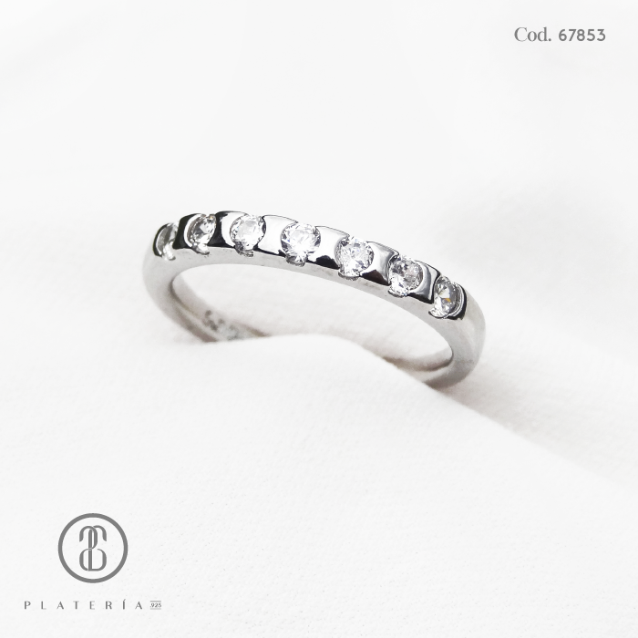 ANILLO RODINADO CINTILLO ZIRCON PLATA.925