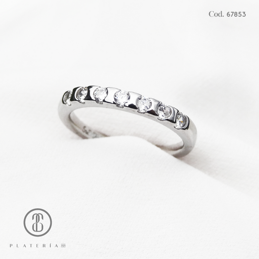 ANILLO RODINADO CINTILLO ZIRCON PLATA.925