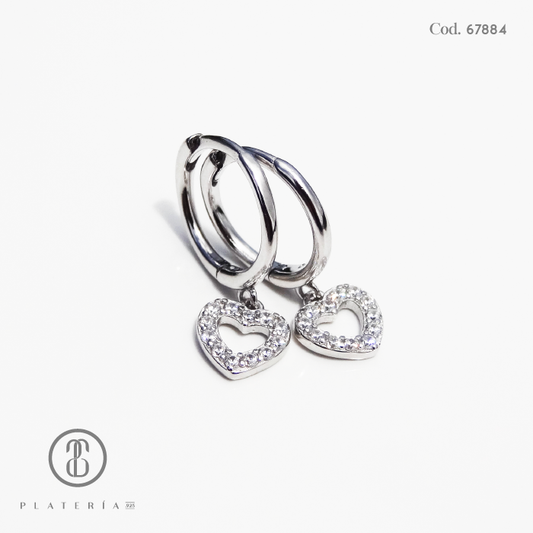 HUGGIE RODINADO 12MM PLATA.925