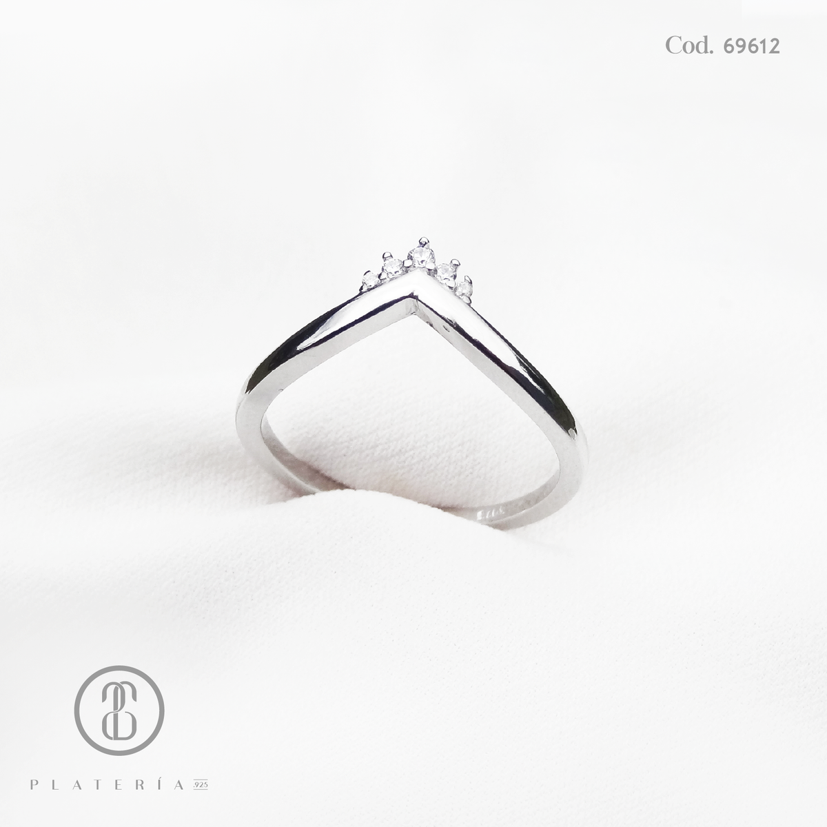 ANILLO RODINADO TIARA PROMESA PLATA.925