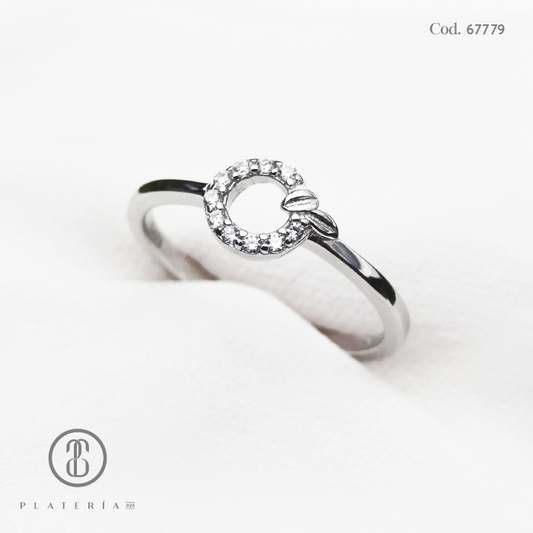 ANILLO RODINADO CIRCULO CHISPAS PLATA.925