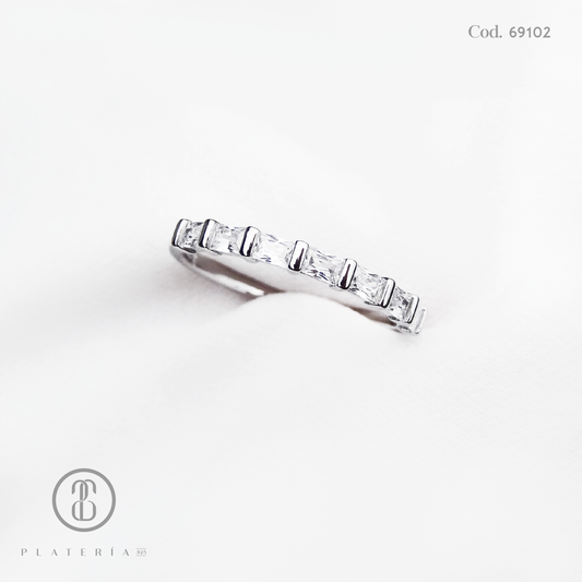 ANILLO RODINADO BAGUETTE PLATA.925