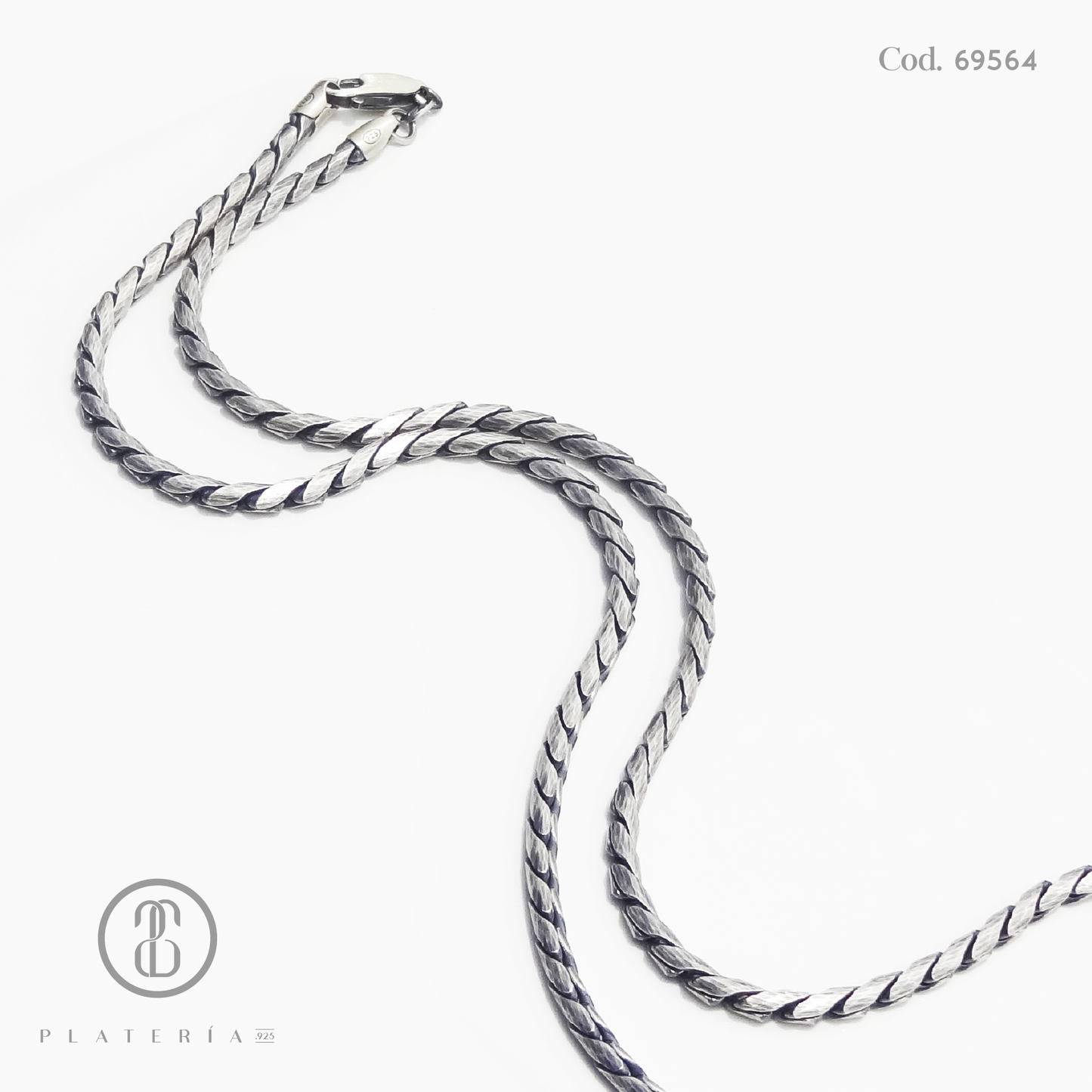 CORDON OXIDADO 55CM PLATA.925