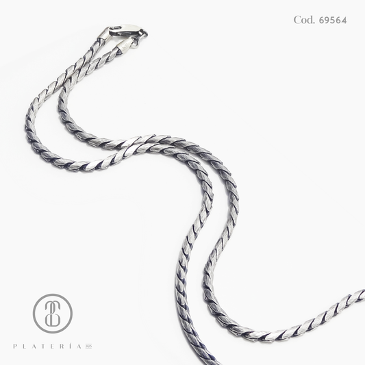 CORDON OXIDADO 55CM PLATA.925