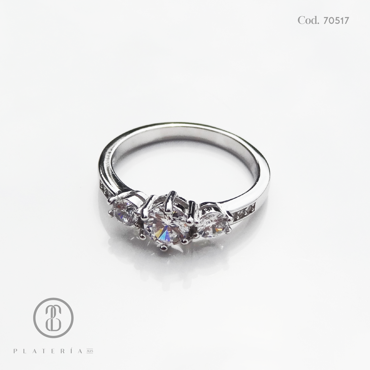 ANILLO RODINADO PROMESA ZIRCON PLATA.925