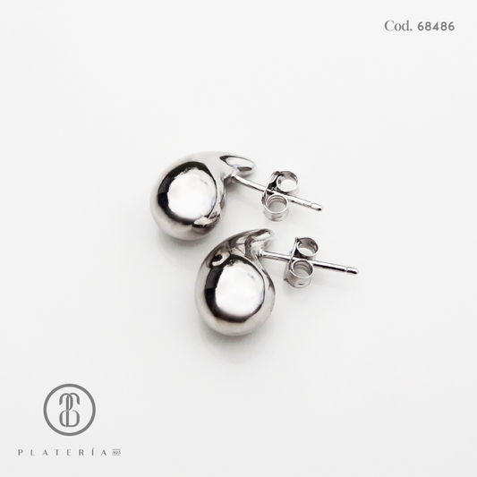 ARETE RODINADO GOTA 14MM PLATA.925