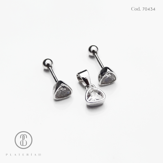 JUEGO RODINADO ZIRCON PLATA.925