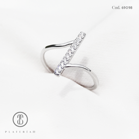 ANILLO RODINADO ZIRCON PLATA.925