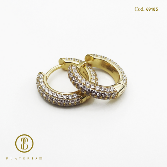 HUGGIE DORADO BAÑO 14K 16MM CHISPA PLATA.95