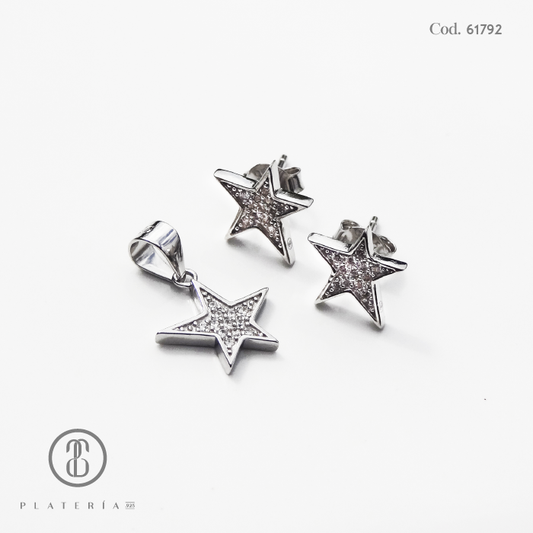 JUEGO RODINADO ESTRELLA PLATA.925