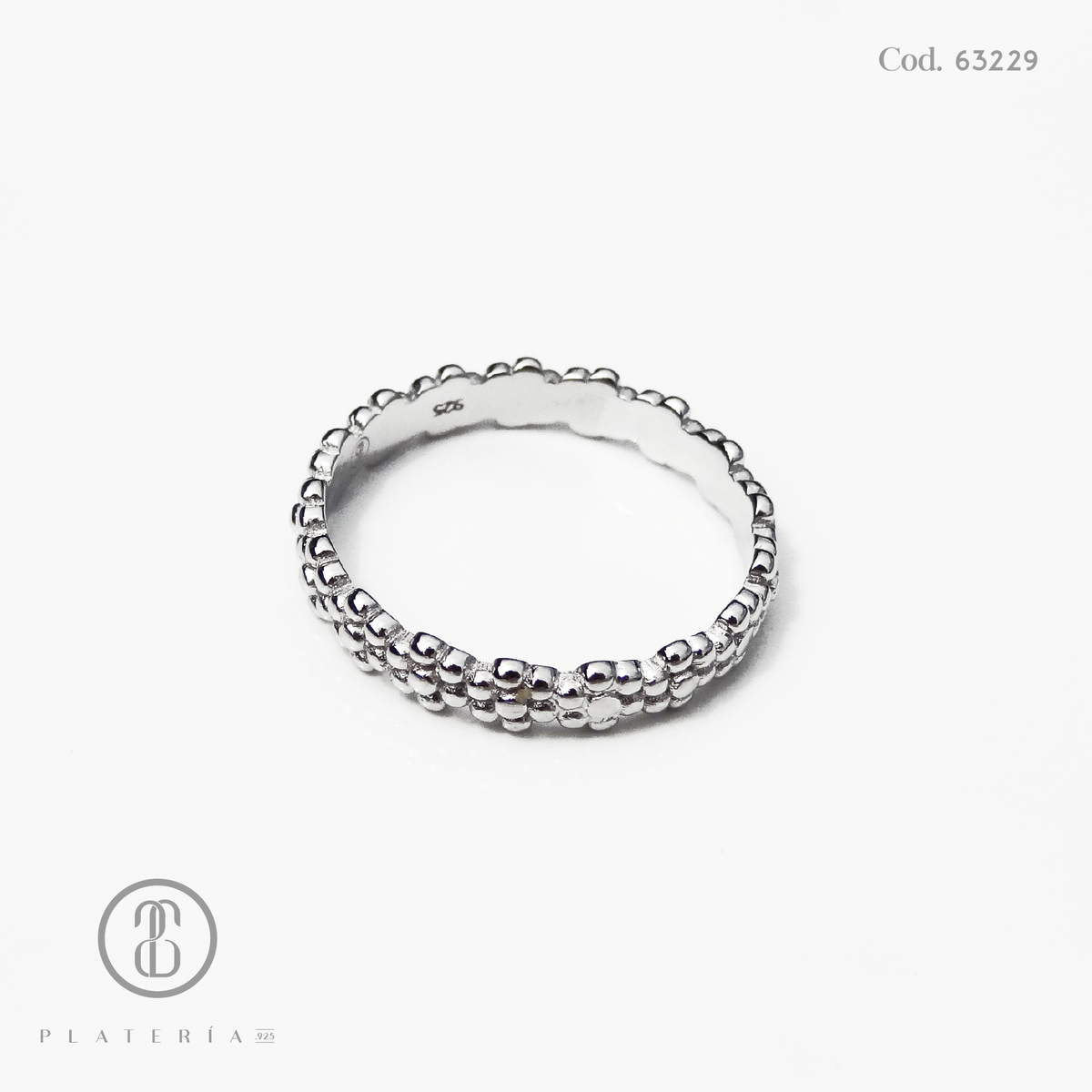 ANILLO RODINADO CINTILLO FLORES PLATA.925