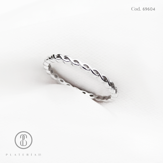 ANILLO RODINADO CINTILLO ENTRELAZADO PLATA.925