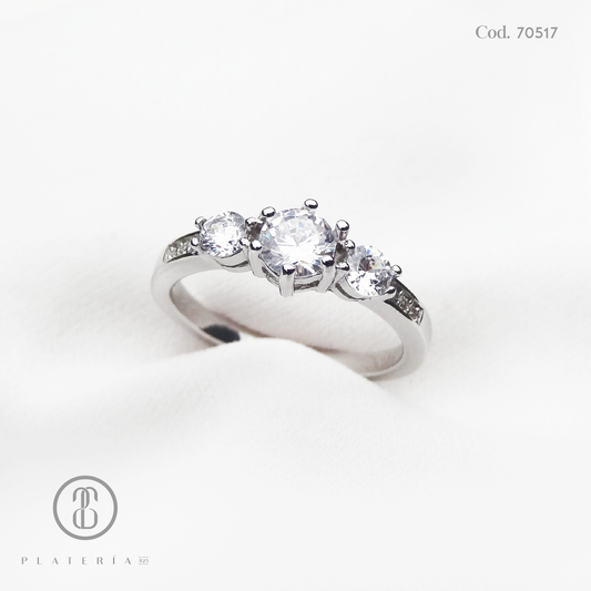 ANILLO RODINADO PROMESA ZIRCON PLATA.925