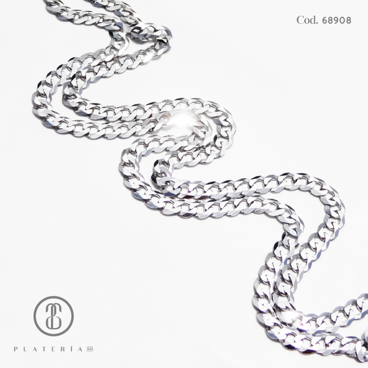 CADENA RODINADA 60CM MARTILLADA PLATA.925