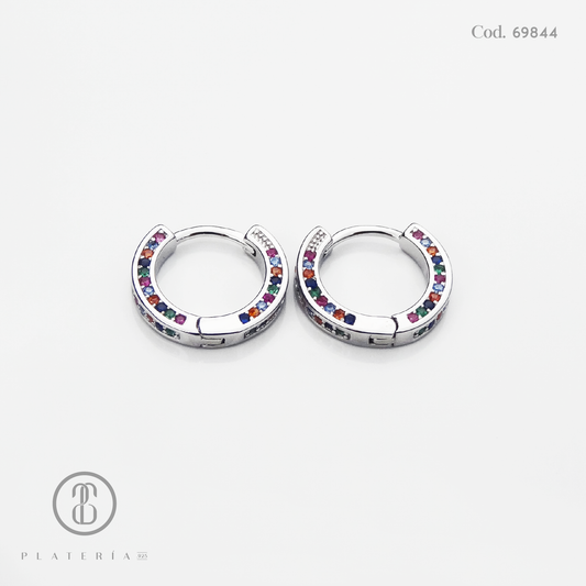 HUGGIE RODINADO COLORES 15MM PLATA.925