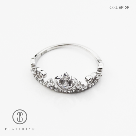 ANILLO RODINADO CORONA PLATA.925