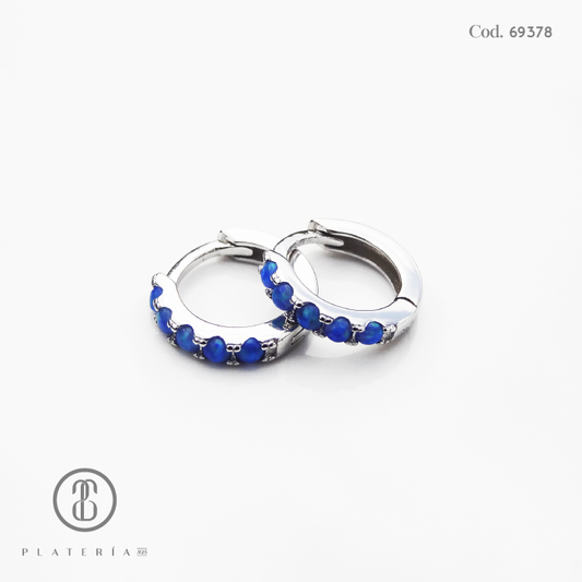 HUGGIE RODINADO OPALO 11MM PLATA.925