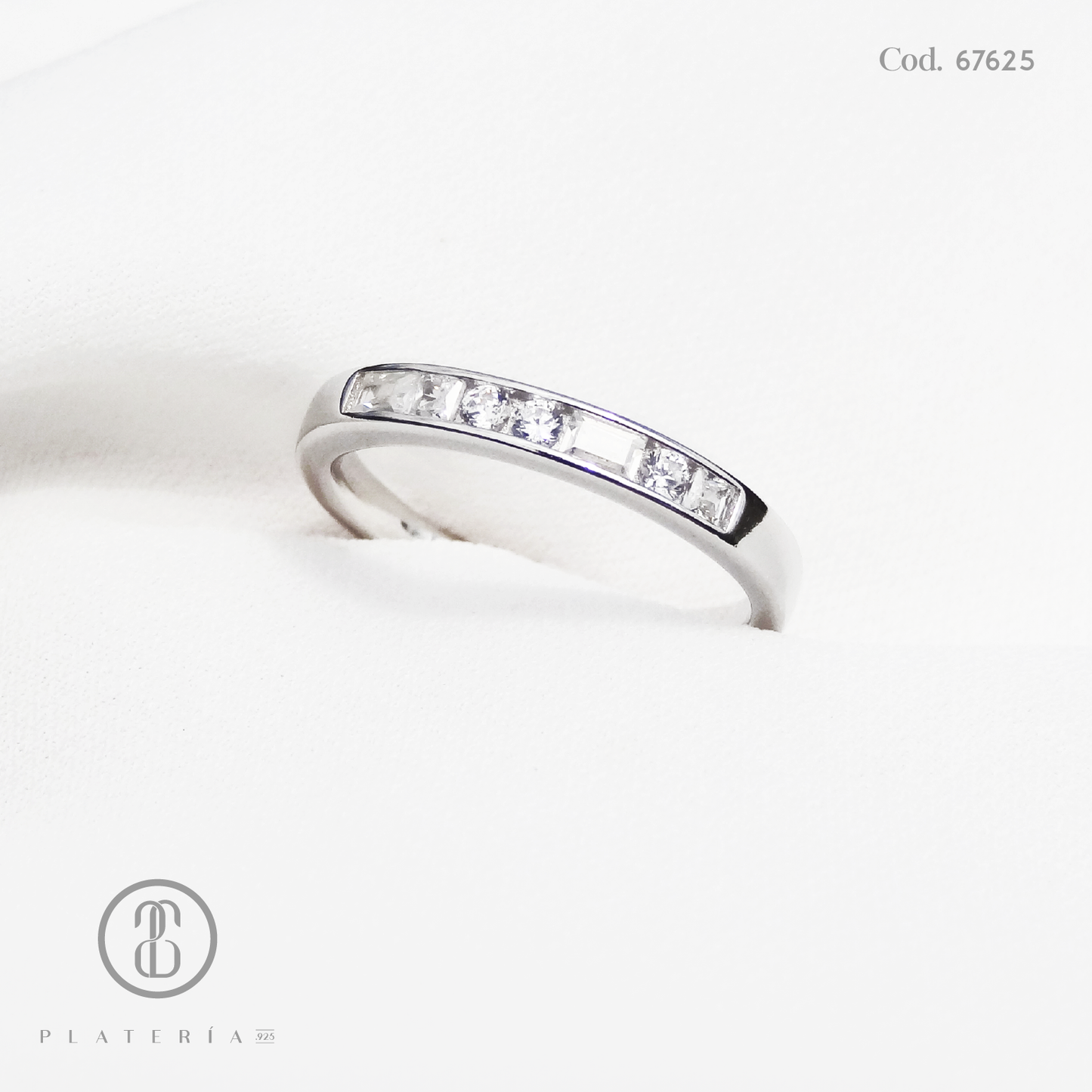ANILLO RODINADO MAT CINTILLO ZIRCON PLATA.925