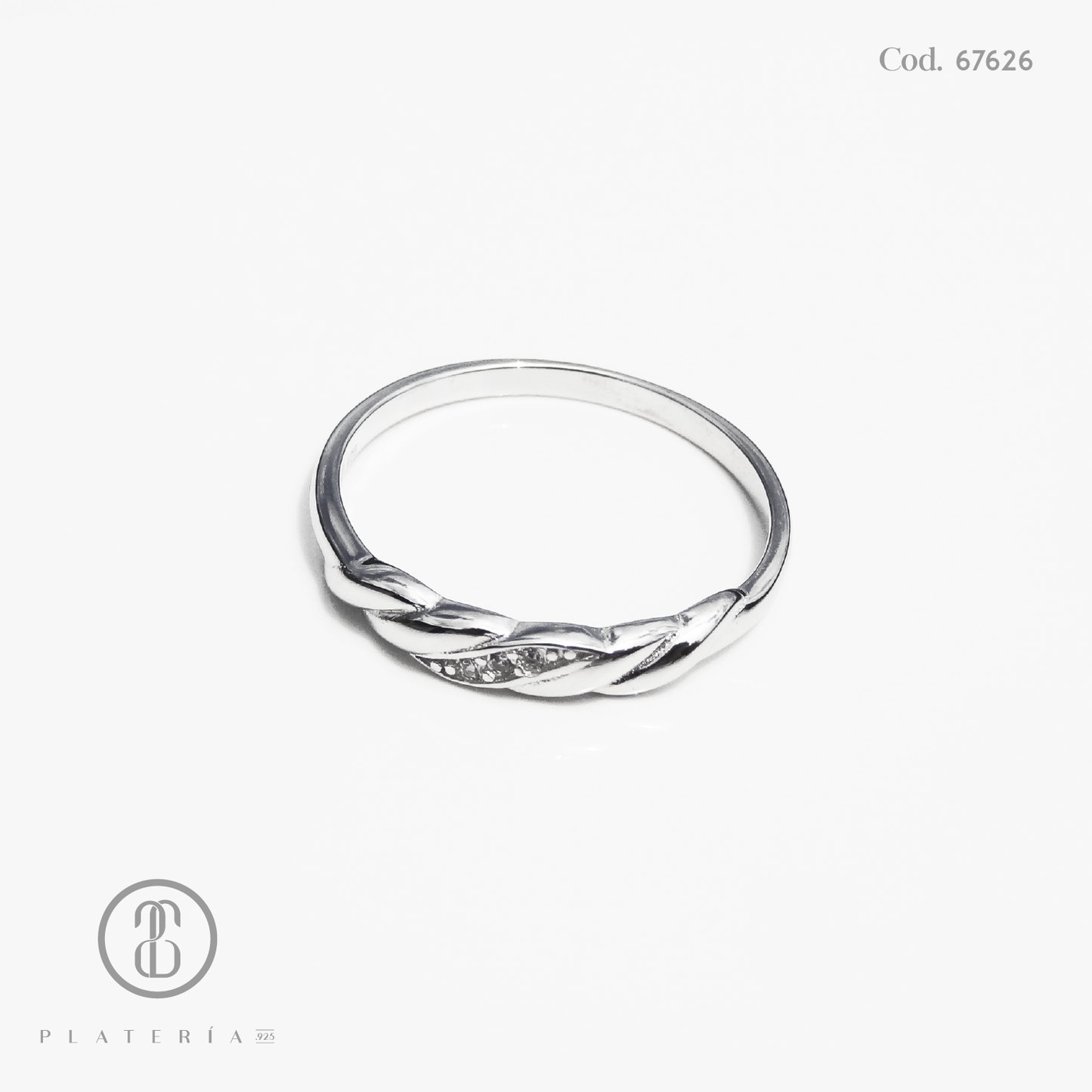 ANILLO RODINADO MAT CINTILLO RETORCIDO PLATA.925