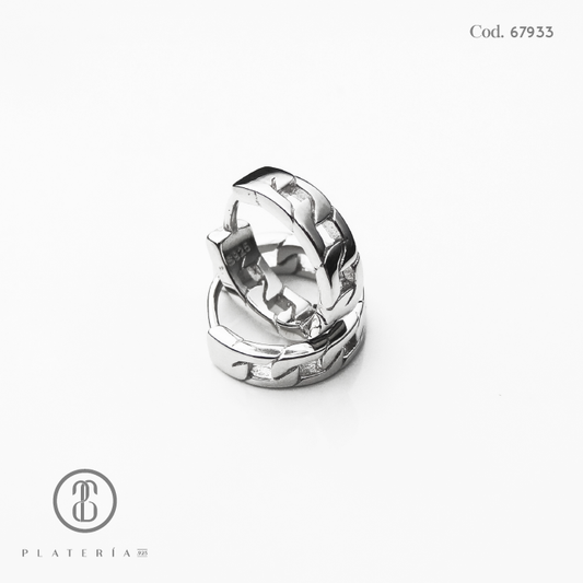 HUGGIE RODINADO 14MM CADENA PLATA.925