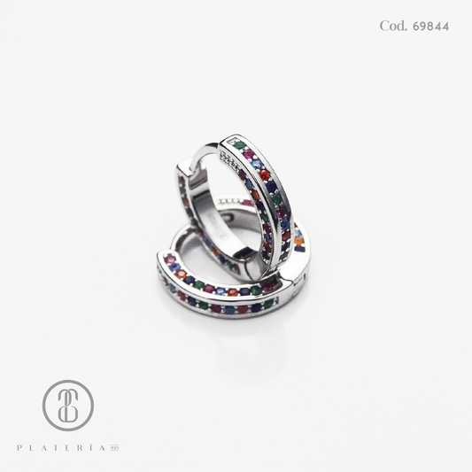 HUGGIE RODINADO COLORES 15MM PLATA.925