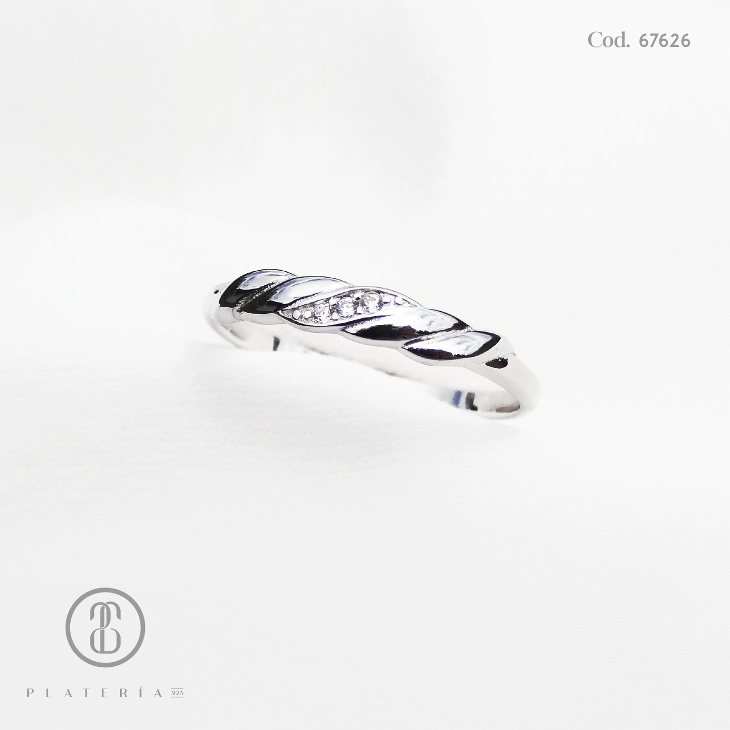 ANILLO RODINADO MAT CINTILLO RETORCIDO PLATA.925