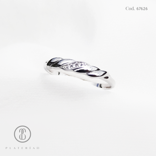 ANILLO RODINADO MAT CINTILLO RETORCIDO PLATA.925