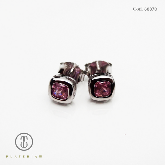 ARETE RODINADA ZIRCON ROSADO PLATA.925