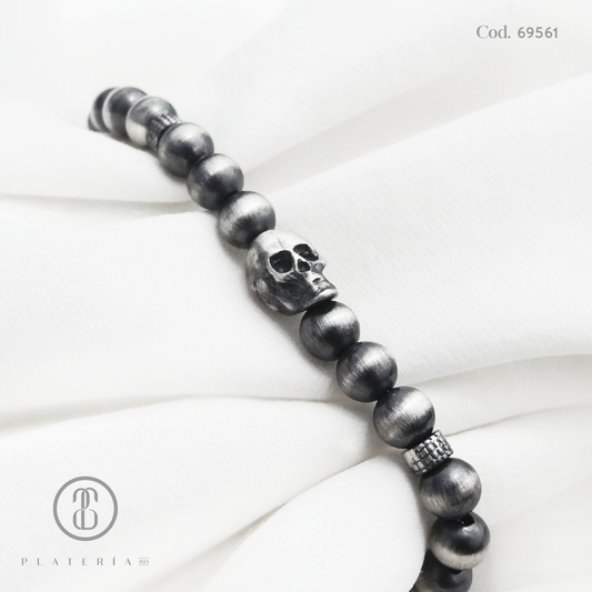 PULSERA OXIDADA 20*2CM CALABERAS PLATA.925
