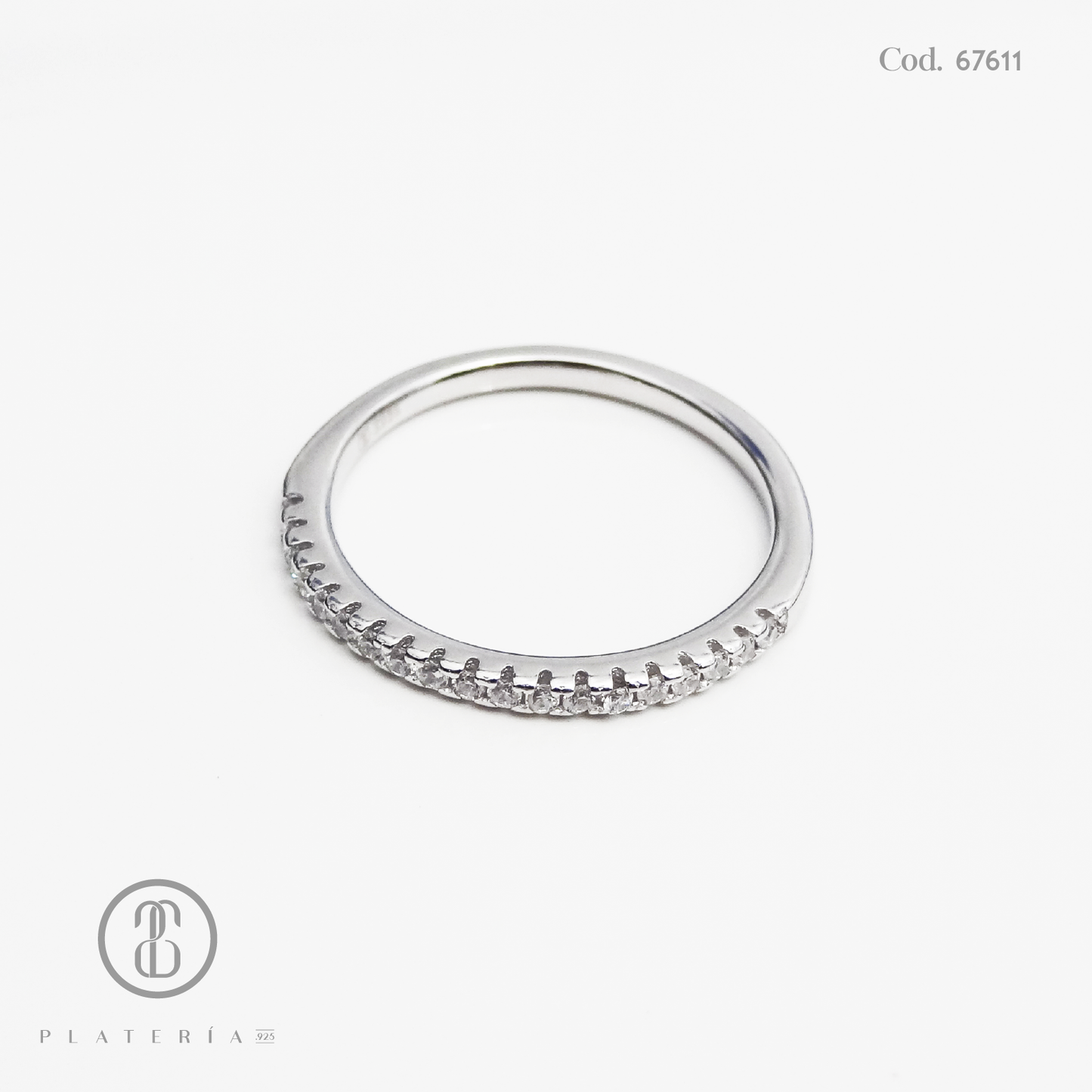 ANILLO RODINADO MAT CINTILLO ZIRCONES PLATA.925