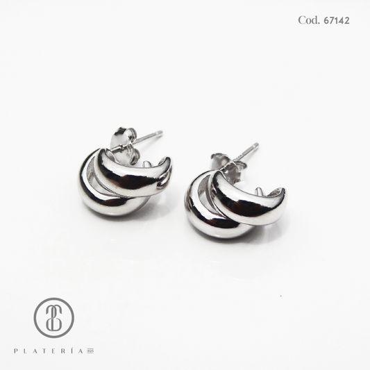 ARETE RODINADO DOBLE PLATA.925
