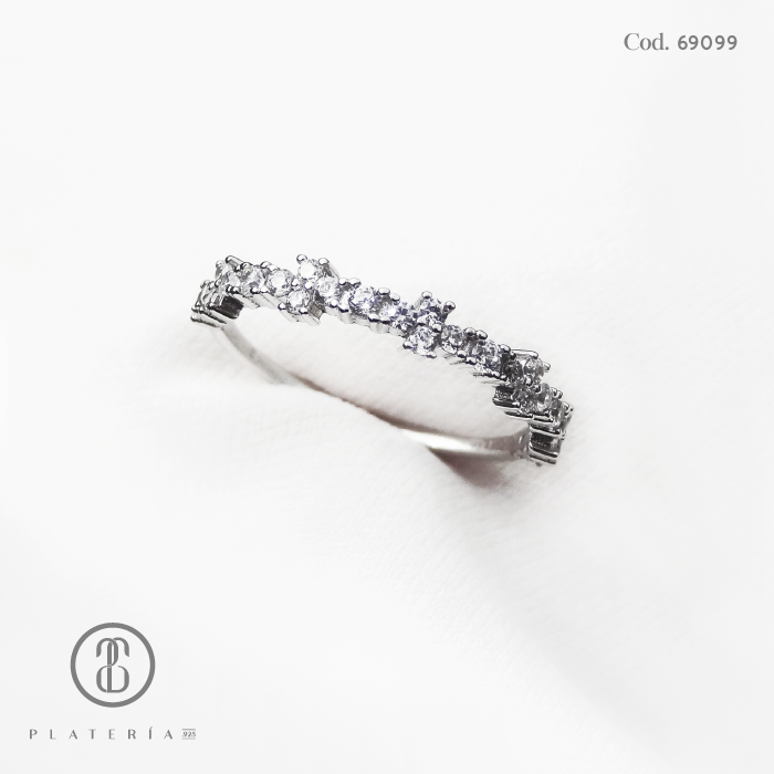 ANILLO RODINADO CRUCES ZIRCON PLATA.925