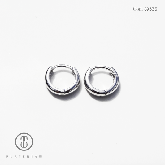 HUGGIE RODINADO LISO 11MM PLATA.925