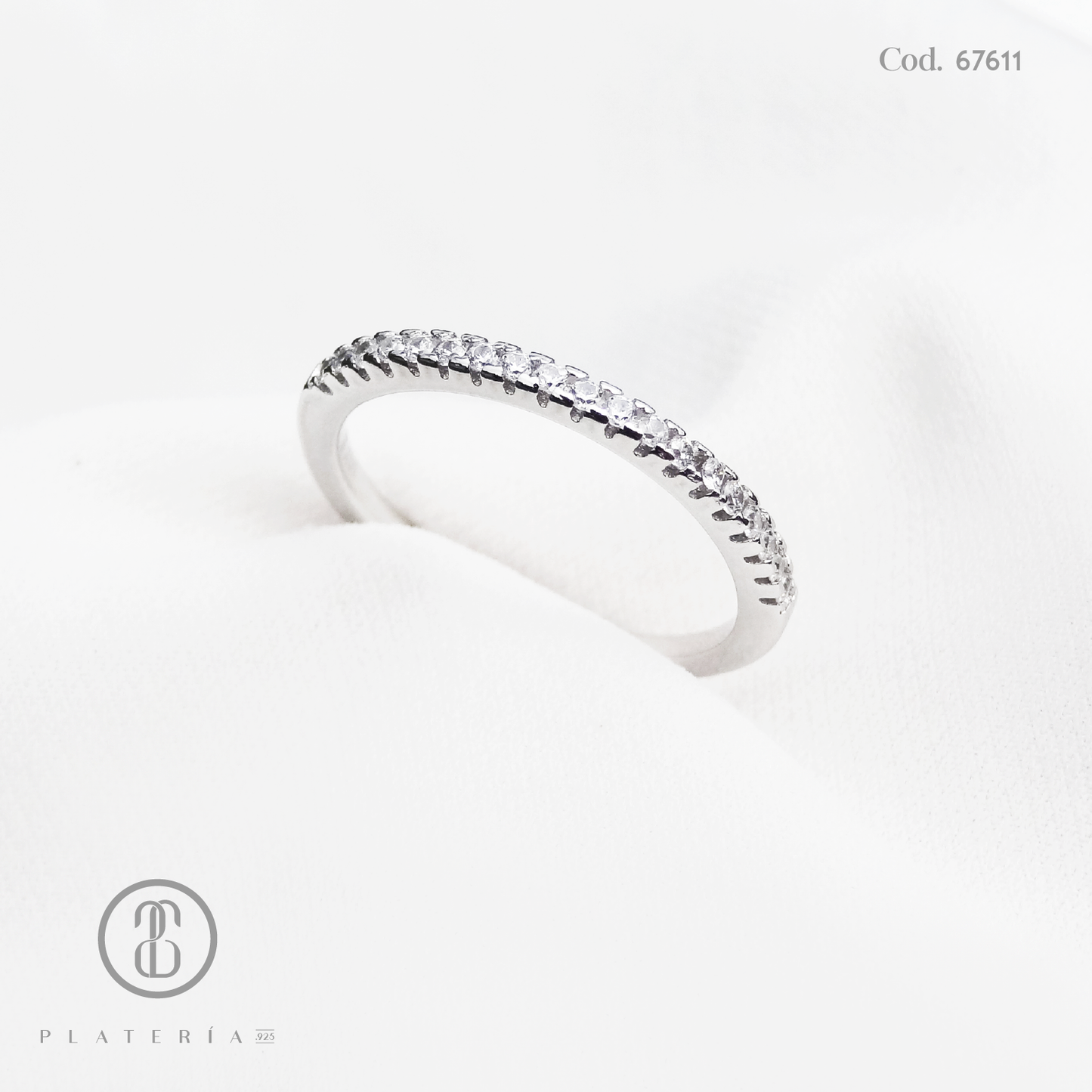 ANILLO RODINADO MAT CINTILLO ZIRCONES PLATA.925