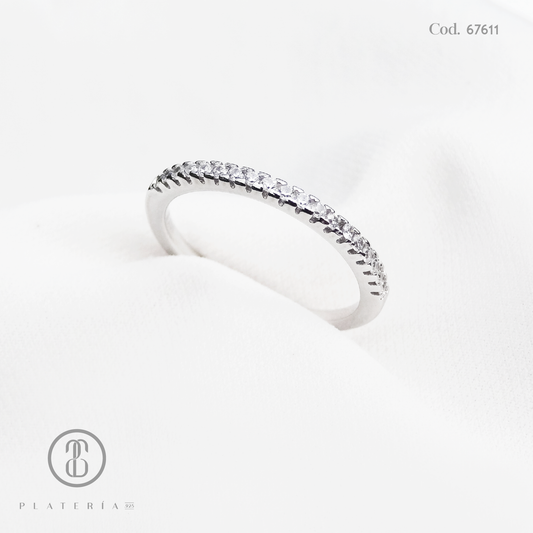 ANILLO RODINADO MAT CINTILLO ZIRCONES PLATA.925