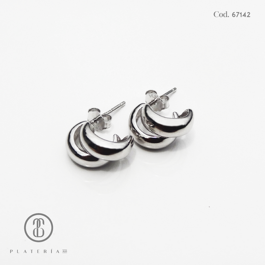 ARETE RODINADO DOBLE PLATA.925