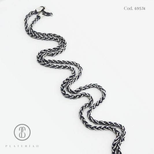 CORDON 55CM OXIDADO PLATA.925