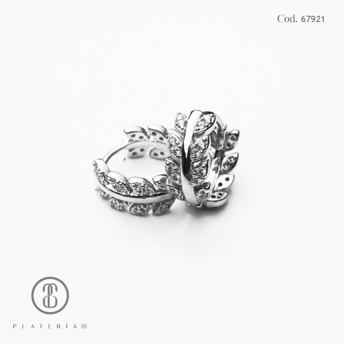 HUGGIE RODINADO HOJITAS PLATA.925