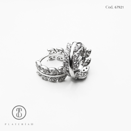 HUGGIE RODINADO HOJITAS PLATA.925