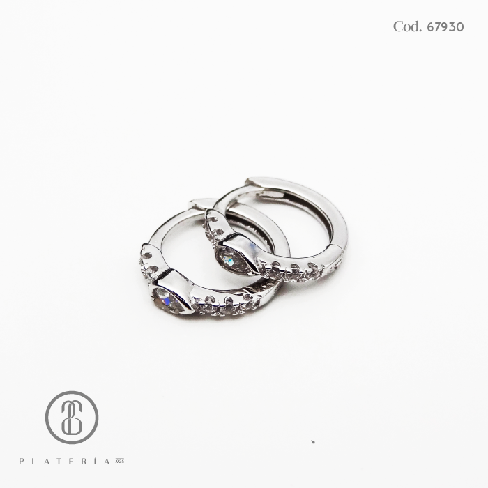 HUGGIE RODINADO 12MM PLATA.925