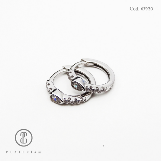 HUGGIE RODINADO 12MM PLATA.925