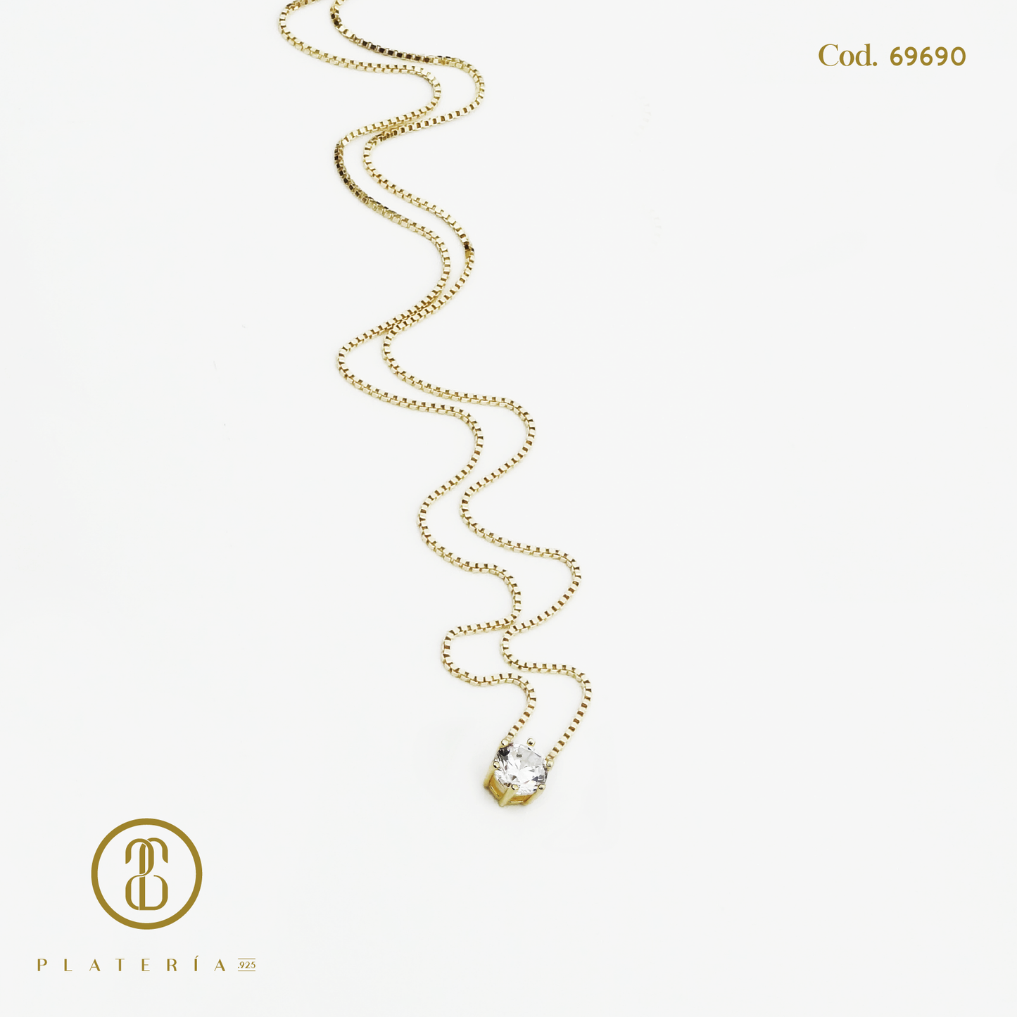 GARGANTILLA DORADA BAÑO 14K ZIRCON 5MM PLATA.925