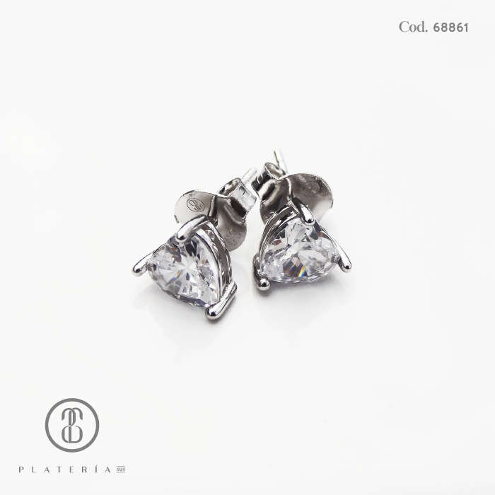 ARETE RODINADO CORAZON ZIRCON PLATA.925